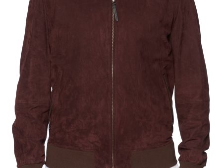 ERMENEGILDO ZEGNA Maroon Lambskin Suede Bomber Jacket 50R NEW US M Online Hot Sale