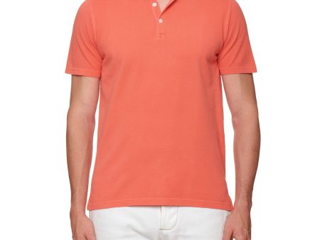 FEDELI  Tommy  Salmon Cotton Short Sleeve Pique Polo Shirt 50 NEW US M Sale