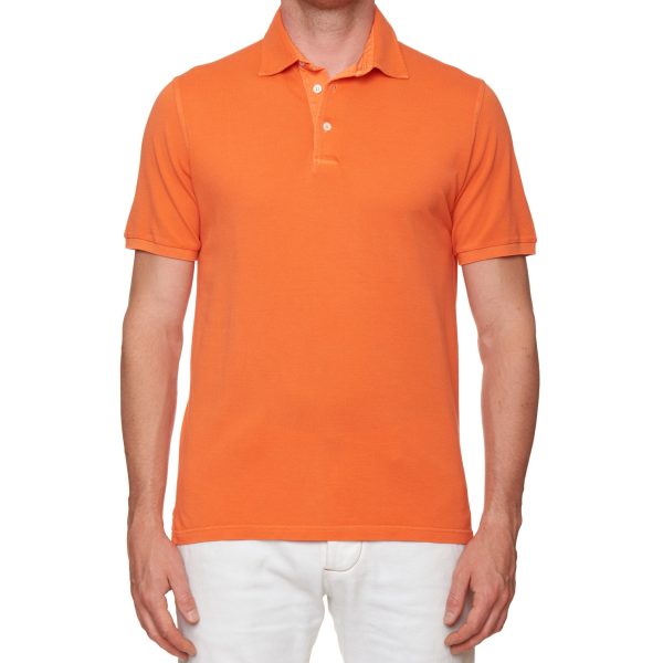 FEDELI  North  Neon Orange Cotton Pique Short Sleeve Polo Shirt EU 50 NEW US M For Discount