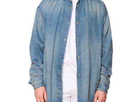 FEAR OF GOD Eternal Blue Denim Casual Shirt NEW Size L on Sale