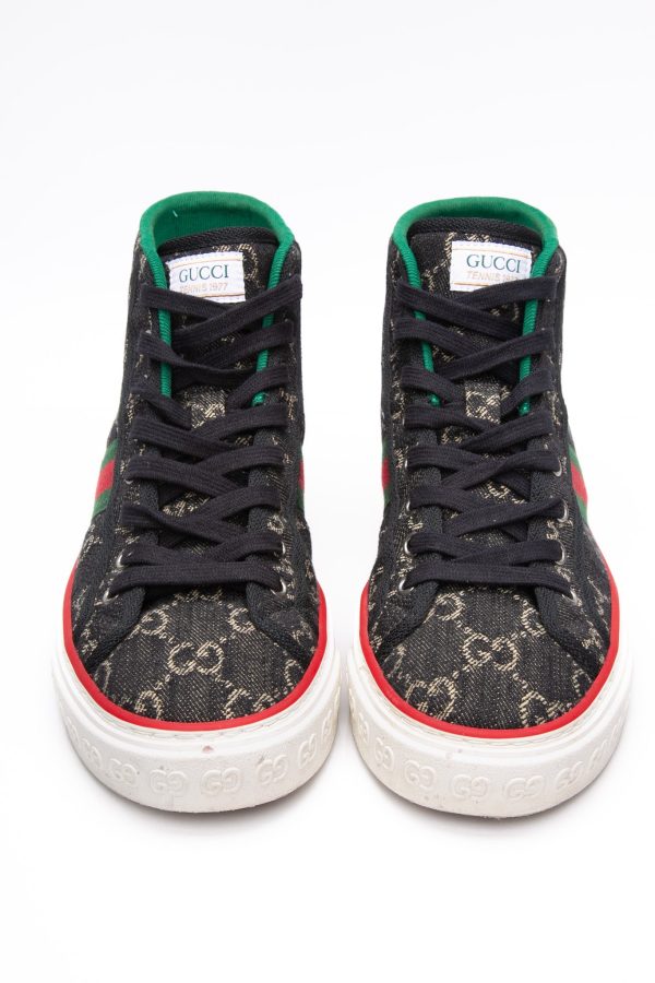 GUCCI Black Tennis 1977 High- Top Sneakers GG Canvas 39.5 Online now