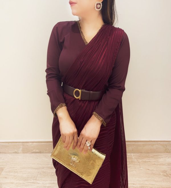 Maroon Jumpsuit sari Cheap