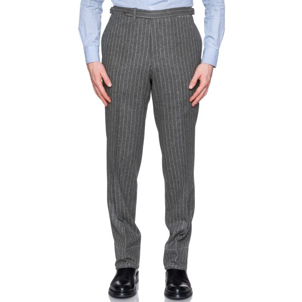 CESARE ATTOLINI Gray Striped Lambswool Cashmere Flannel Soft Suit 52 NEW US 42 on Sale