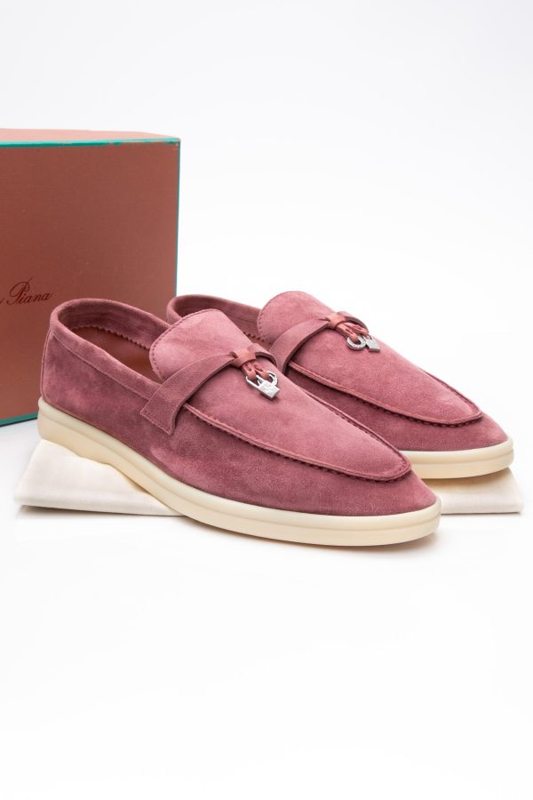 LORO PIANA Wild Mauve Suede Summer Charms Walk Loafers 39 Hot on Sale