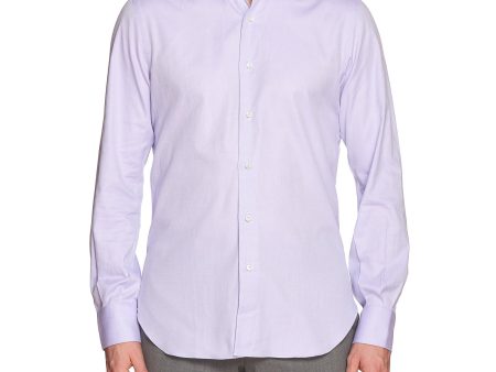 MATTABISCH by Kiton Handmade Purple Dobby Cotton Dress Shirt 39 NEW 15.5 Slim Fit Fashion