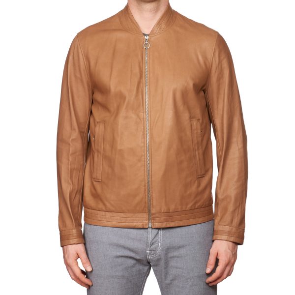 SERAPHIN Tan Lamb Leather Unlined Bomber Flight Jacket FR 50 US M Sale