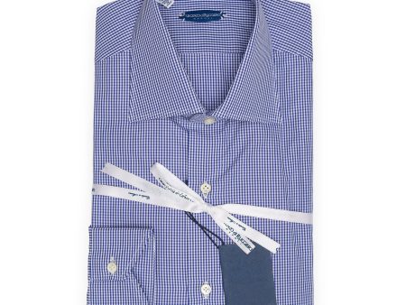 VINCENZO DI RUGGIERO Handmade Blue Check Cotton Dress Shirt EU 39 NEW US 15.5 For Discount