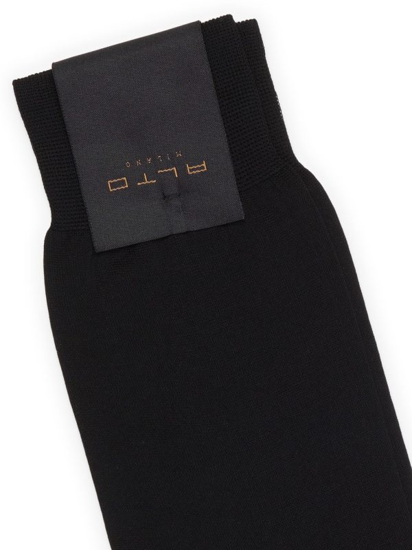 ALTO Milano Black Cotton Knit Short Calf Length Socks Online