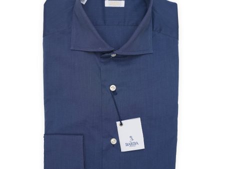 BARBA Napoli Handmade Solid Navy Blue Stretch Shirt EU 38 NEW US 15 For Sale