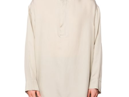 FEAR OF GOD Cement Long Sleeve Silk Henley Concealed Placket Shirt NEW L Hot on Sale