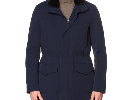 KITON KIRED  Pizzo  Navy Blue Padded Parka Jacket Coat Beaver Collar EU 50 US 40 Hot on Sale