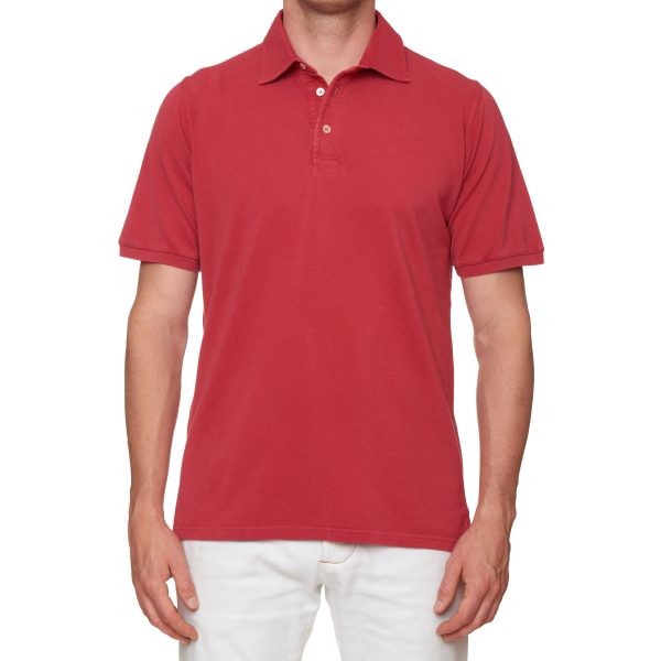 FEDELI  North  Brick Red Cotton Pique Short Sleeve Polo Shirt EU 50 NEW US M For Cheap