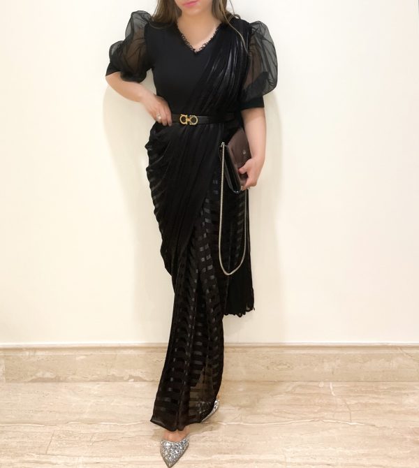 All Black Sari For Sale