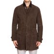 BRUNELLO CUCINELLI Brown Fur Lined Suede Mid Length Leather Jacket Coat NEW US L Hot on Sale