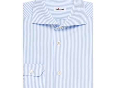 KITON Napoli Handmade Blue Striped Poplin Cotton Dress Shirt EU 39 US 15.5 NEW on Sale