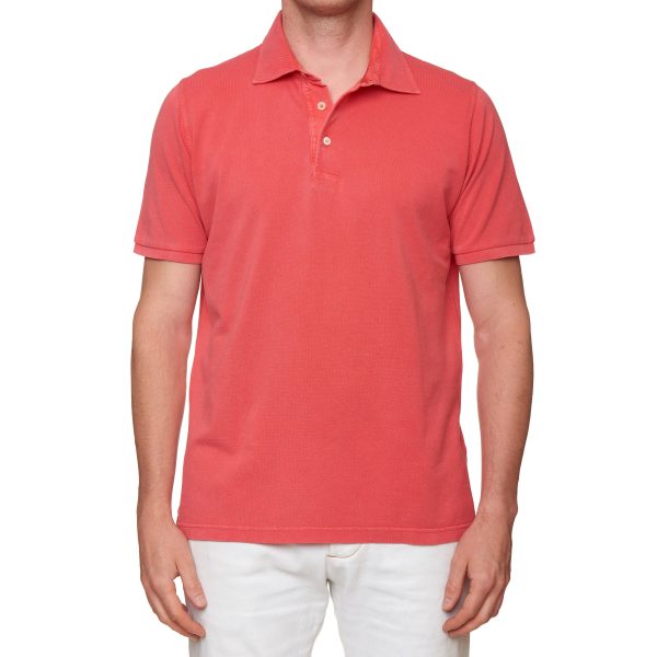 FEDELI  North  Rouge Pink Cotton Pique Frosted Short Sleeve Polo Shirt 50 NEW M Online now