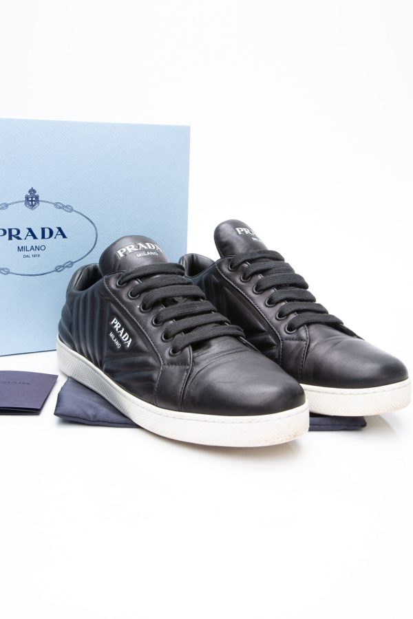 PRADA Calzature Donna Black Black Nappa Sneakers 38 Fashion