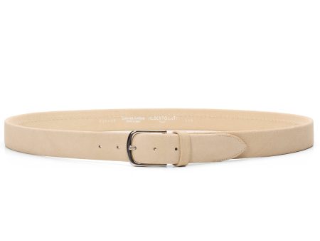 ALBERTOLUTI Napoli Beige Suede Leather Silver-Tone Buckle Tubular Belt NEW Online Sale