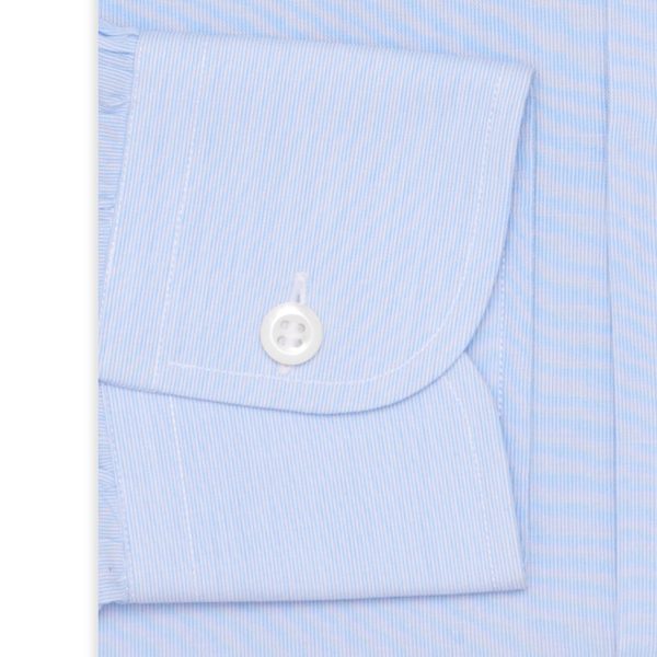 BESPOKE ATHENS Handmade Light Blue Hairline Striped Cotton Shirt NEW Slim Fit For Sale