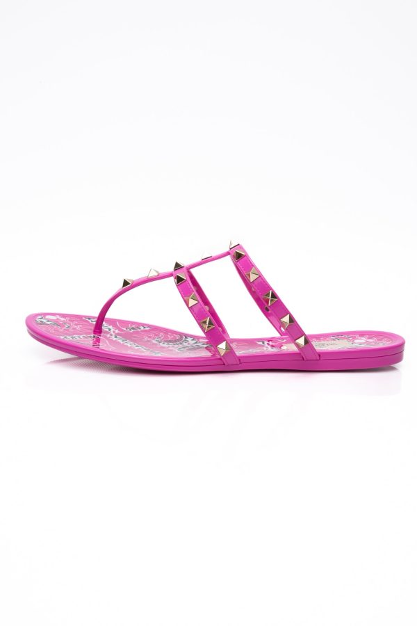 VALENTINO GARAVANI Fuchsia Thongs Jelly Rockstud Flat Sandals 41 (New) Discount