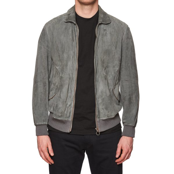 SERAPHIN Gray Goat Suede Leather Unlined Bomber Jacket FR 48 US M Online Sale