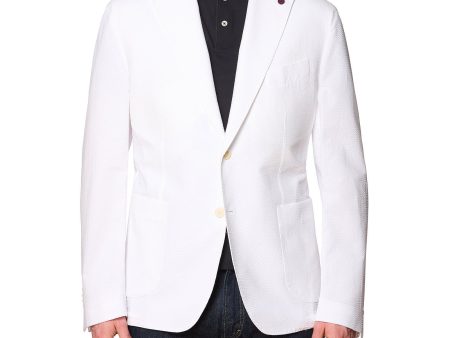 SARTORIA PARTENOPEA White Seersucker Cotton Jacket EU 54 NEW US 44 Current Model Hot on Sale