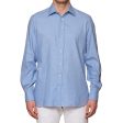 ANDERSON & SHEPPARD Blue Cashmere-Cotton Dress Shirt EU 41 US 16 on Sale