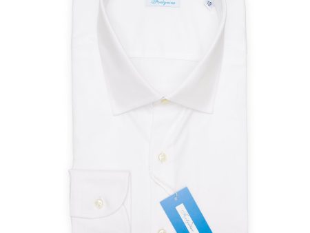 FORTYNINE White Twill Cotton Dress Shirt For Discount