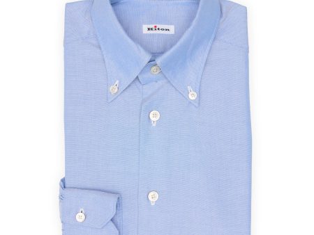 KITON Napoli Handmade Blue Cotton Button-Down Dress Shirt EU 38 NEW US 15 For Cheap