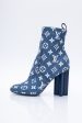 LOUIS VUITTON Navy Blue Denim Monogram Silhouette Ankle Boots 36.5 Cheap