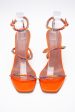 AMINA MUADDI Orange Gilda Embellished Satin Sandals 38 Online Sale