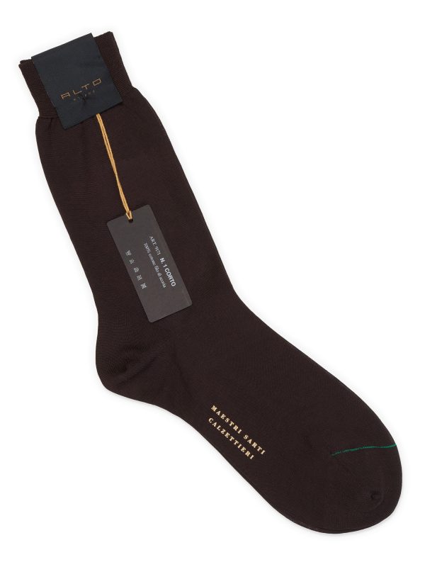 ALTO Milano Brown Cotton Knit Mid Calf Length Socks Online Hot Sale