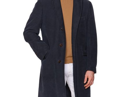 ETRO Milano Blue Moleskin Garment Dyed Cotton Coat EU 50 US 40 Online Hot Sale