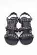 CHANEL Black Leather Chain Link Details Sandals 39.5 Discount