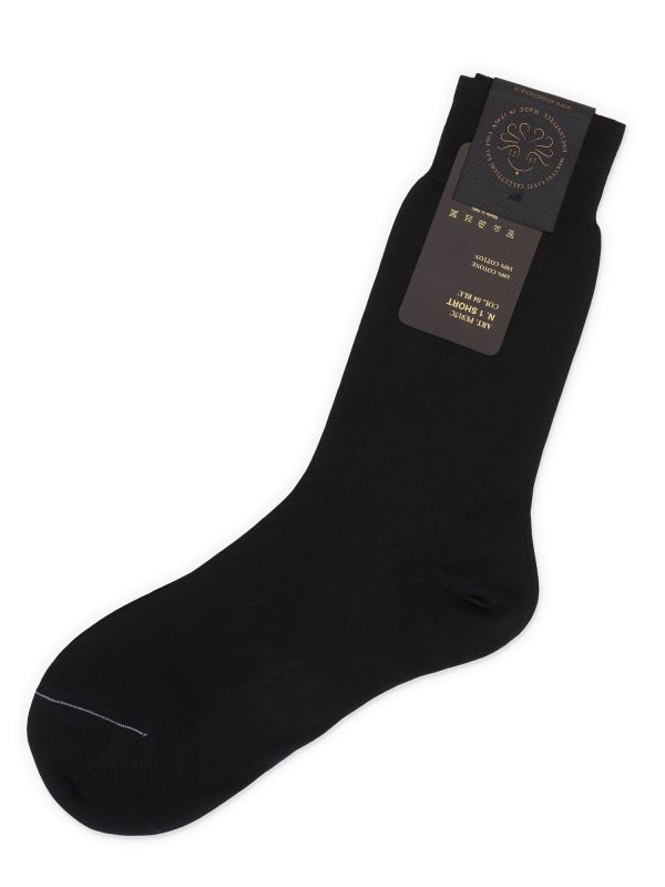 ALTO Milano Black Cotton Knit Short Calf Length Socks Online