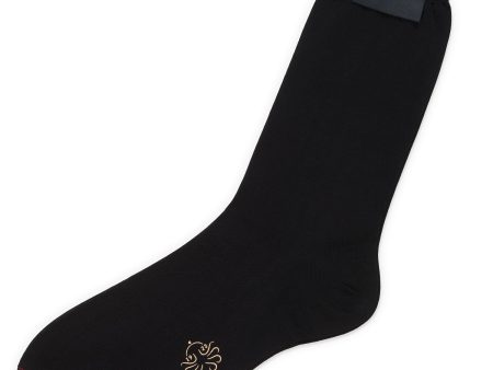 ALTO Milano Black Scottish Cotton Knit Mid Calf Length Socks Online