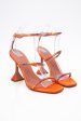 AMINA MUADDI Orange Gilda Embellished Satin Sandals 38 Online Sale