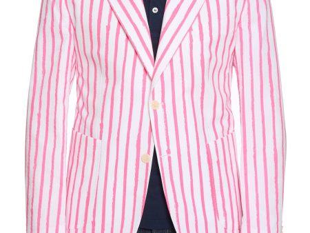 SARTORIA PARTENOPEA White-Pink Seersucker Jacket EU 52 NEW US 42 Current Model Online now