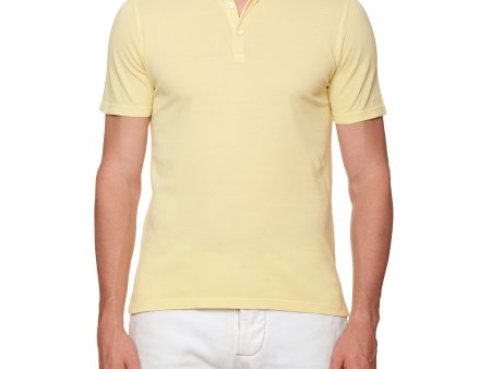 FEDELI  Tommy  Light Yellow Cotton Short Sleeve Pique Polo Shirt 48 NEW S Slim Supply