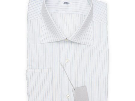 BARBA Handmade Striped Cotton-Linen French Cuff Dress Shirt EU 44 NEW US 17.5 Online Sale