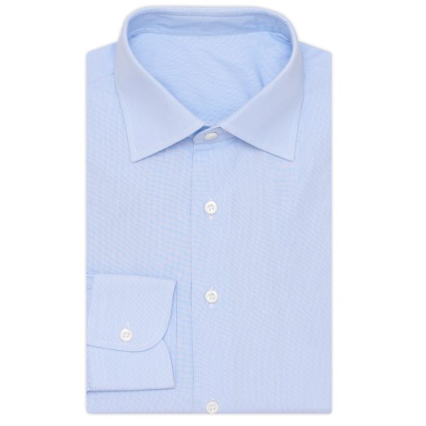 BESPOKE ATHENS Handmade Light Blue Hairline Striped Cotton Shirt NEW Slim Fit For Sale