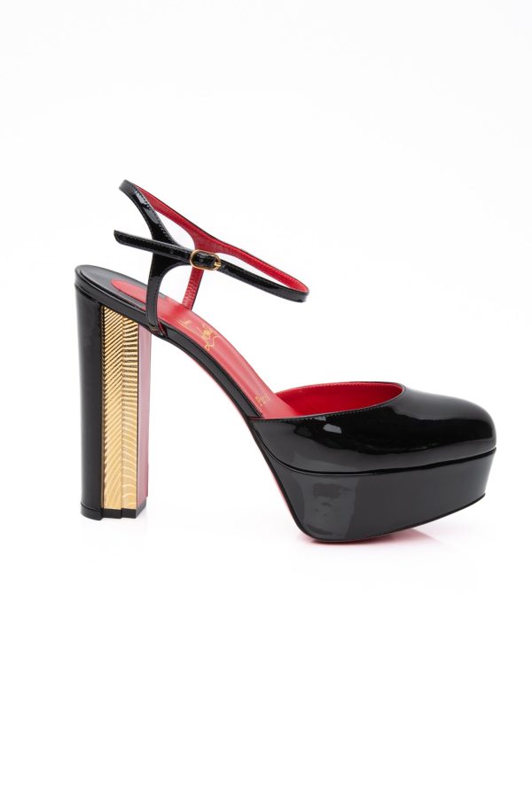 CHRISTIAN LOUBOUTIN Black Patent Leather Coluna Pumps 39 (New) Online Hot Sale