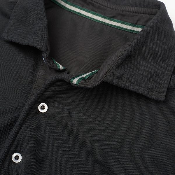 LUIGI BORRELLI LV Black Pique Cotton Garment Dyed Long Sleeve Polo Shirt EU 48 US S For Discount