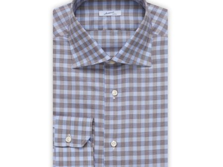 MATTABISCH by Kiton Handmade Gray-Blue Plaid Dress Shirt US 16 NEW EU 41 For Discount