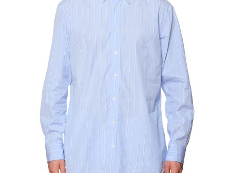 BRIONI Blue Striped Cotton Poplin Button-Down Dress Shirt EU 42 NEW US 16.5 Cheap