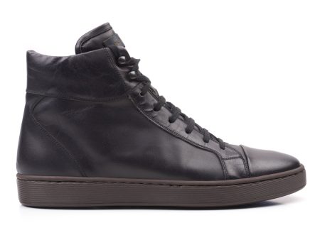 KITON Black Calfskin Leather High-Top Sneaker Boots Shoes NEW with Box Fashion