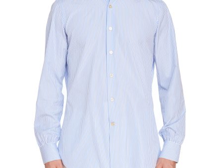 KITON Napoli Handmade Bespoke Blue Striped Poplin Cotton Dress Shirt EU 41 US 16 Cheap