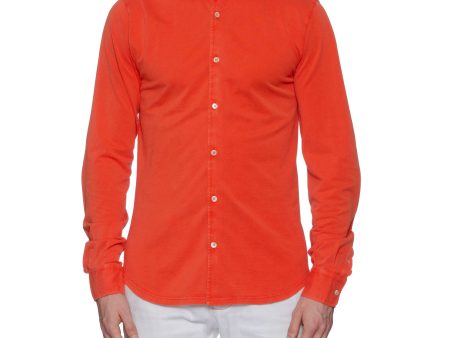 FEDELI  Robert  Orange Cotton Pique Frosted Long Sleeve Polo Shirt EU 50 NEW US M Fashion