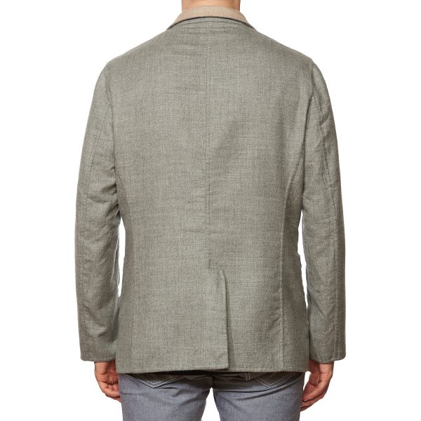 BRUNELLO CUCINELLI Beige-Gray Cashmere-Silk Reversible Jacket EU 50 NEW US 40 Online now