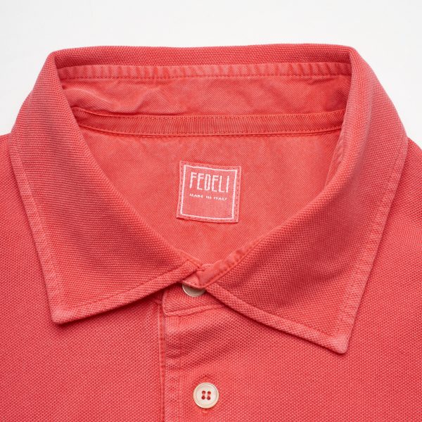 FEDELI  North  Rouge Pink Cotton Pique Frosted Short Sleeve Polo Shirt 50 NEW M Online now